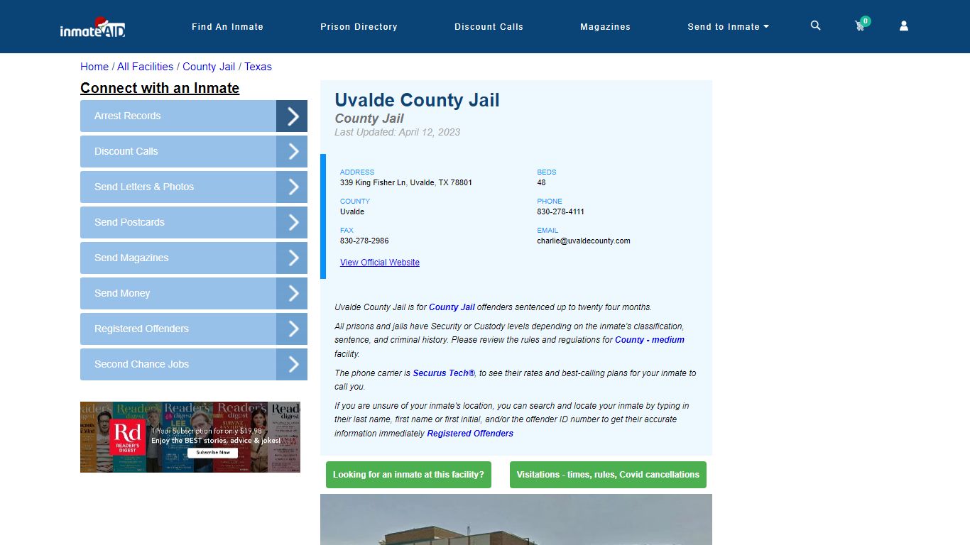 Uvalde County Jail - Inmate Locator - Uvalde, TX
