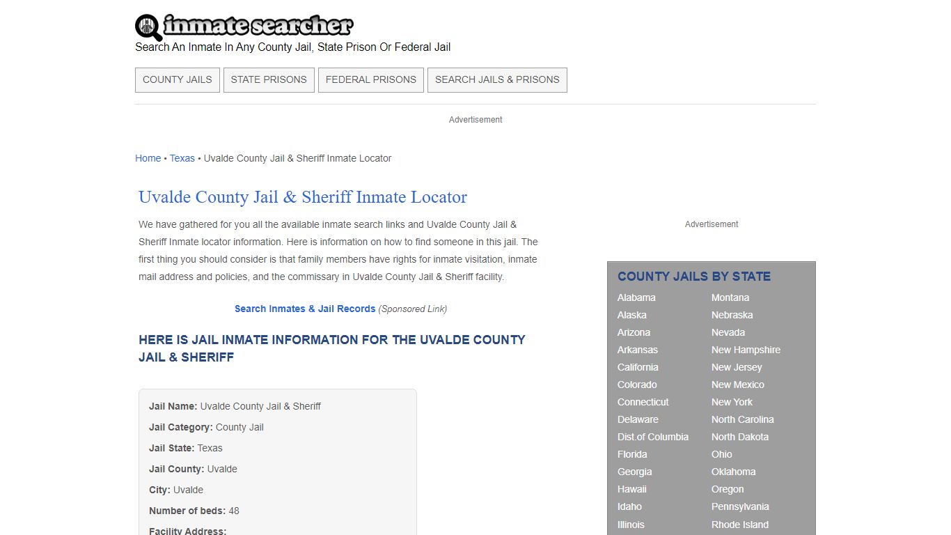 Uvalde County Jail & Sheriff Inmate Locator - Inmate Searcher